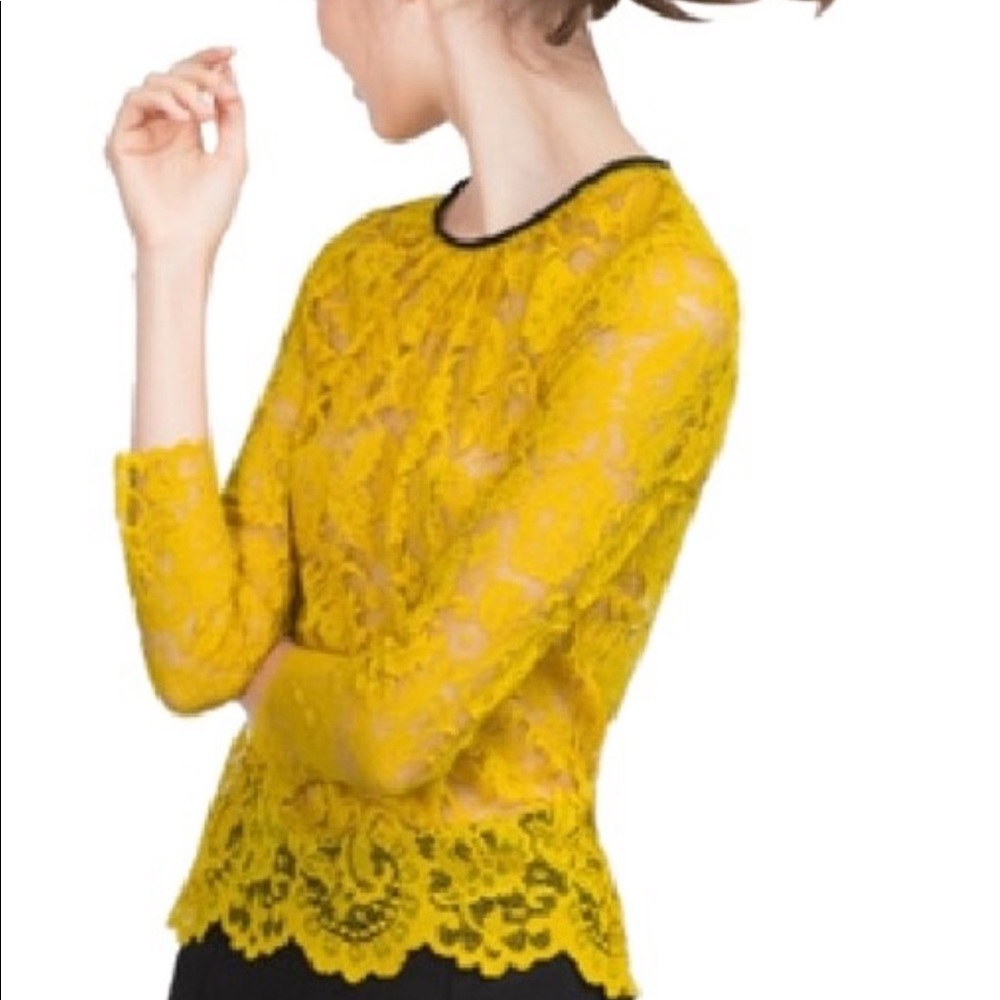 Zara leather piped lace top